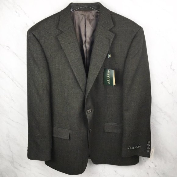 Lauren Ralph Lauren Olive Black Wool Blazer NWT 41